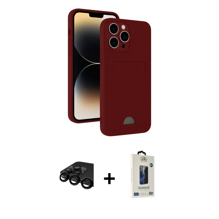 MARSİLYAN™- iPhone 15 Pro Kılıf Vadi Çizgi Prime - Siyah Bilvis Hayalet Cam Ekran Koruyucu + Raze Metal Kamera Lens - SH