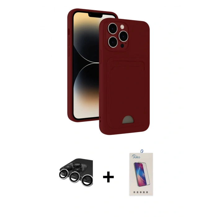 MARSİLYAN™- iPhone 15 Pro Kılıf Vadi Çizgi Prime - Siyah Joko 5D Cam + Raze Metal Kamera Lens - GS