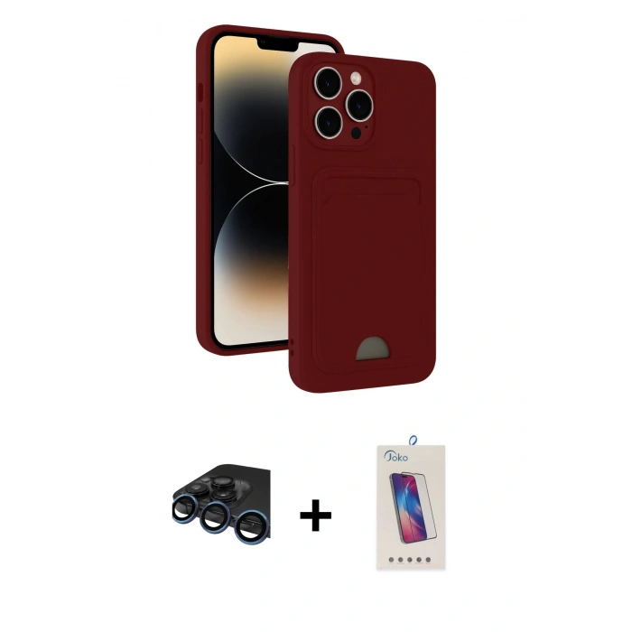 MARSİLYAN™- iPhone 15 Pro Kılıf Vadi Çizgi Prime - Siyah Joko 5D Cam + Raze Metal Kamera Lens - LT