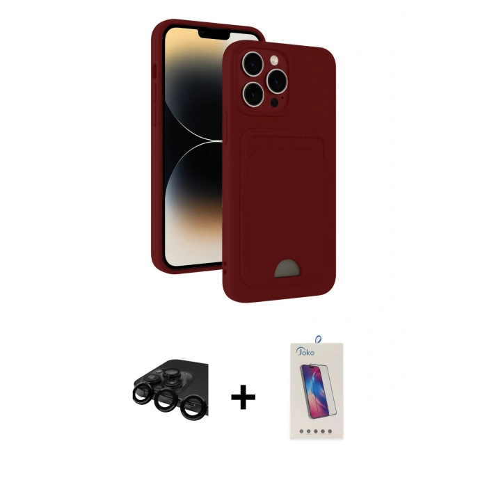 MARSİLYAN™- iPhone 15 Pro Kılıf Vadi Çizgi Prime - Siyah Joko 5D Cam + Raze Metal Kamera Lens - SH