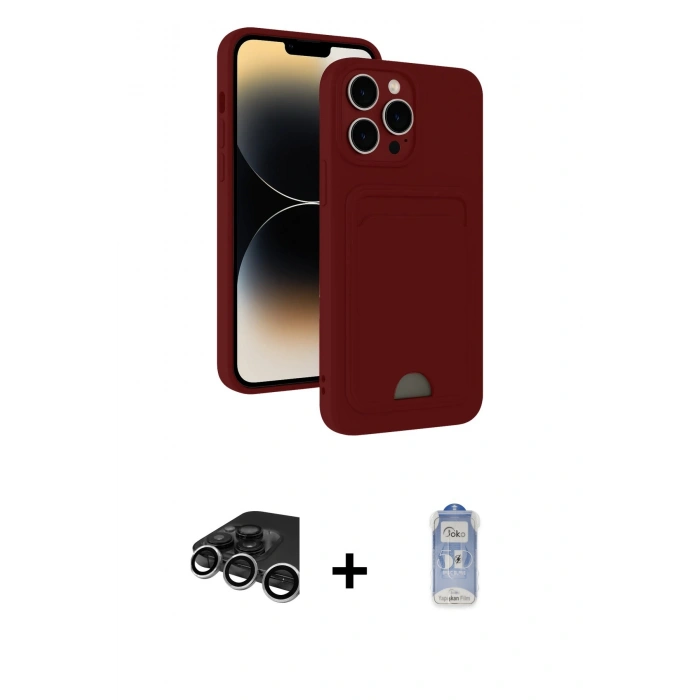 MARSİLYAN™- iPhone 15 Pro Kılıf Vadi Çizgi Prime - Siyah Joko Magic 5D Cam + Raze Metal Kamera Lens - GS