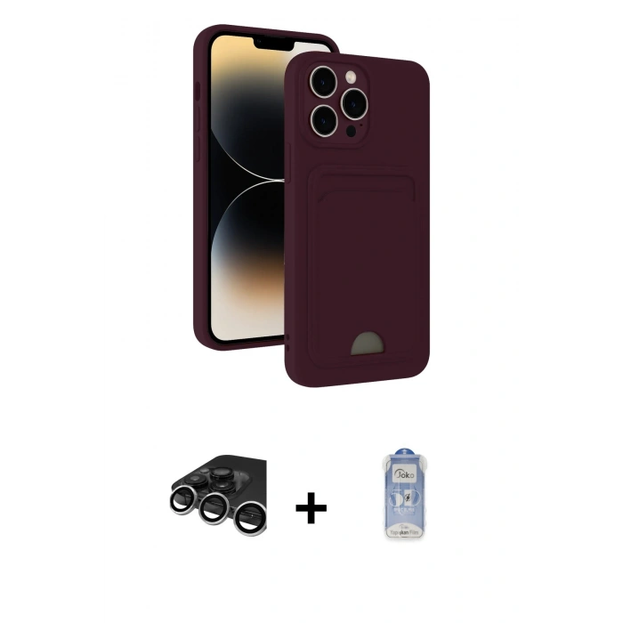 MARSİLYAN™- iPhone 15 Pro Kılıf Vadi Çizgi Prime - Siyah Joko Magic 5D Cam + Raze Metal Kamera Lens - GS