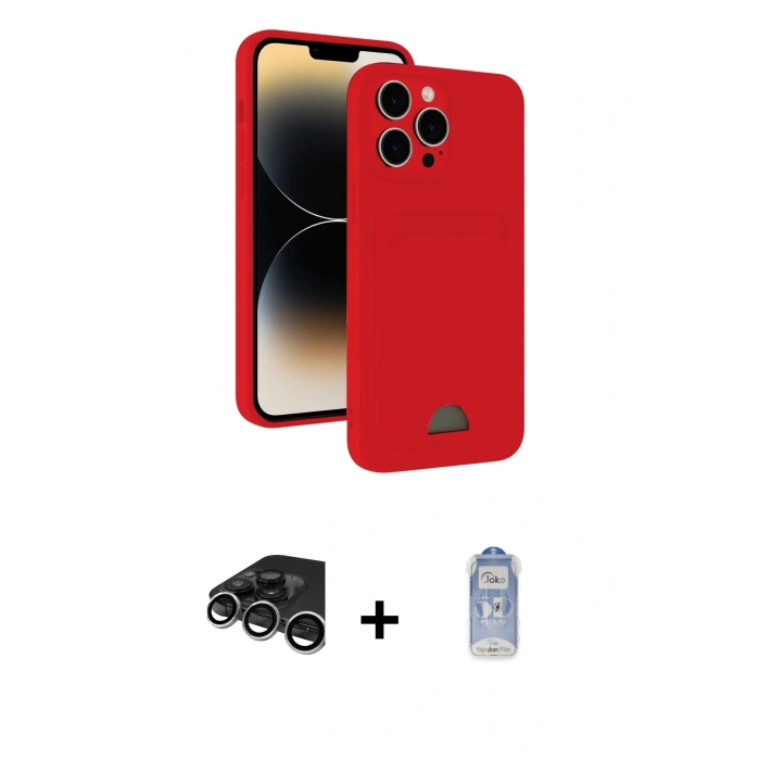 MARSİLYAN™- iPhone 15 Pro Kılıf Vadi Çizgi Prime - Siyah Joko Magic 5D Cam + Raze Metal Kamera Lens - GS
