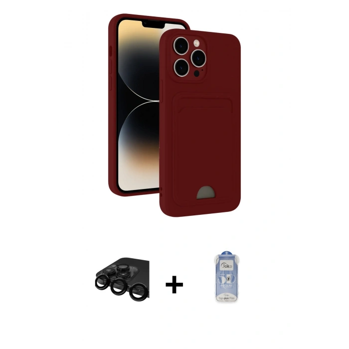 MARSİLYAN™- iPhone 15 Pro Kılıf Vadi Çizgi Prime - Siyah Joko Magic 5D Cam + Raze Metal Kamera Lens - SH