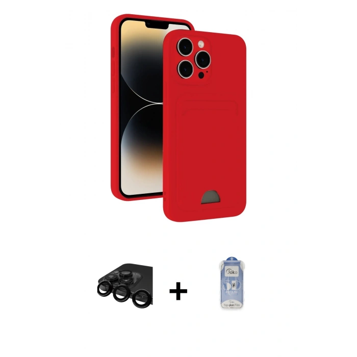 MARSİLYAN™- iPhone 15 Pro Kılıf Vadi Çizgi Prime - Siyah Joko Magic 5D Cam + Raze Metal Kamera Lens - SH