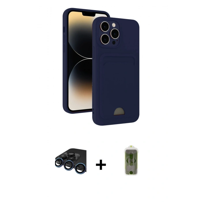 MARSİLYAN™- iPhone 15 Pro Kılıf Vadi Çizgi Prime - Siyah Joko Magic 5D Hayalet Cam + Raze Metal Kamera Lens - LT