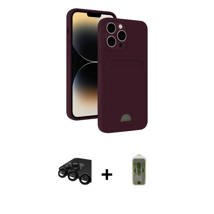 MARSİLYAN™- iPhone 15 Pro Kılıf Vadi Çizgi Prime - Siyah Joko Magic 5D Hayalet Cam + Raze Metal Kamera Lens - SH