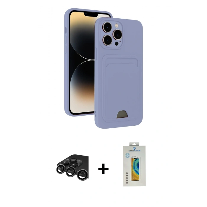 MARSİLYAN™- iPhone 15 Pro Kılıf Vadi Çizgi Prime - Siyah Polymer Nano Ekran Koruyucu + Raze Metal Kamera Lens - TMGI