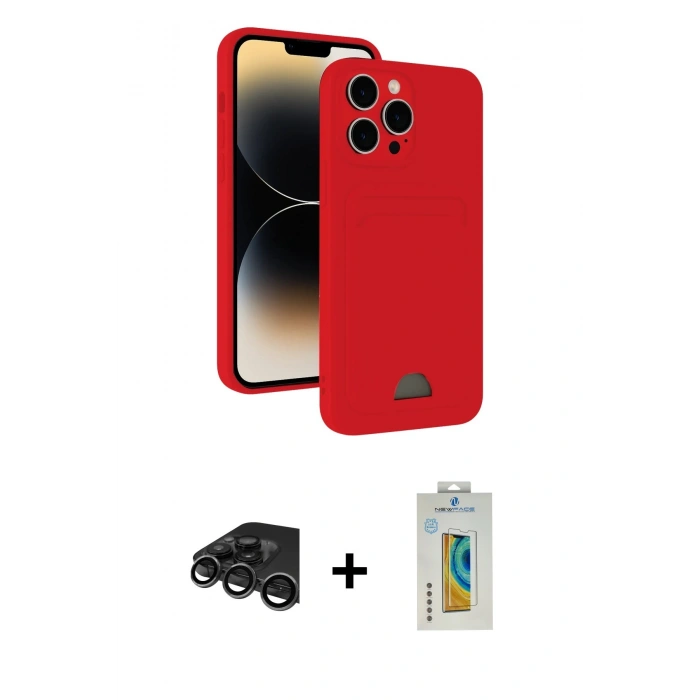 MARSİLYAN™- iPhone 15 Pro Kılıf Vadi Çizgi Prime - Siyah Polymer Nano Ekran Koruyucu + Raze Metal Kamera Lens - TMGI