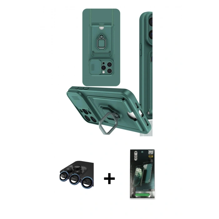 MARSİLYAN™- iPhone 15 Pro Kılıf Vadi Form Prime - Şeffaf 360 Full Body Arka Koruyucu + Raze Metal Kamera Lens - LT