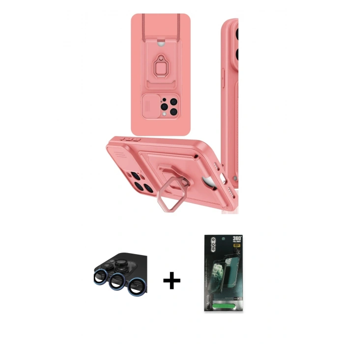 MARSİLYAN™- iPhone 15 Pro Kılıf Vadi Form Prime - Şeffaf 360 Full Body Arka Koruyucu + Raze Metal Kamera Lens - LT