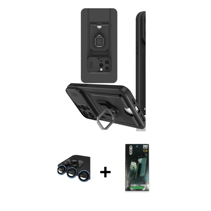 MARSİLYAN™- iPhone 15 Pro Kılıf Vadi Form Prime - Şeffaf 360 Full Body Arka Koruyucu + Raze Metal Kamera Lens - LT