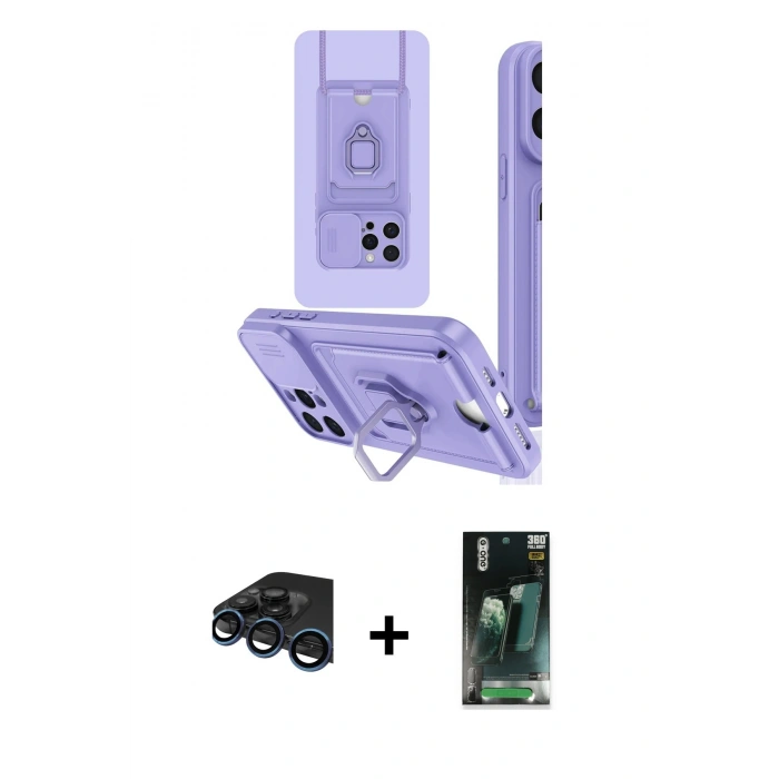 MARSİLYAN™- iPhone 15 Pro Kılıf Vadi Form Prime - Şeffaf 360 Full Body Arka Koruyucu + Raze Metal Kamera Lens - LT