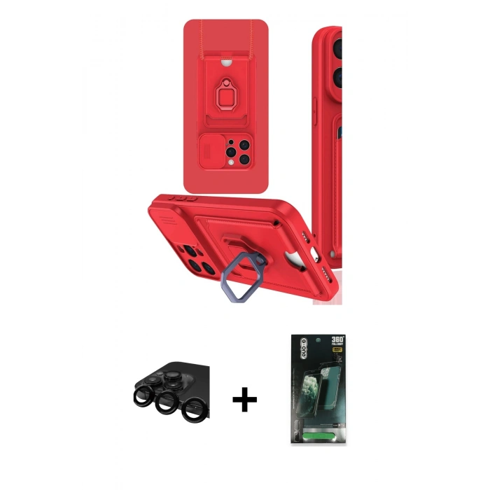 MARSİLYAN™- iPhone 15 Pro Kılıf Vadi Form Prime - Siyah 360 Mat Full Body Arka Koruyucu + Raze Metal Kamera Lens - SH