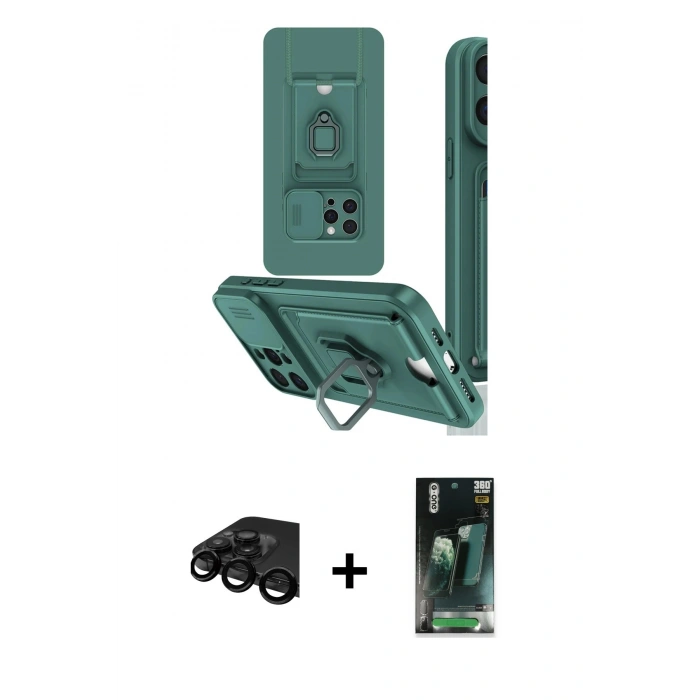 MARSİLYAN™- iPhone 15 Pro Kılıf Vadi Form Prime - Siyah 360 Mat Full Body Arka Koruyucu + Raze Metal Kamera Lens - SH