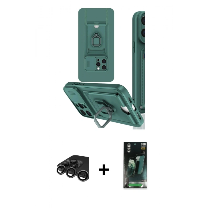 MARSİLYAN™- iPhone 15 Pro Kılıf Vadi Form Prime - Siyah 360 Mat Full Body Arka Koruyucu + Raze Metal Kamera Lens - TMGI