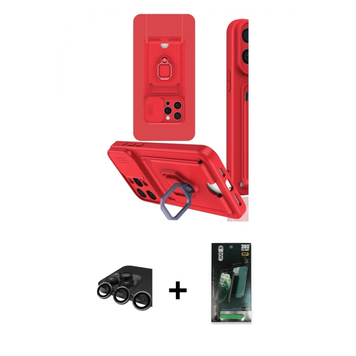 MARSİLYAN™- iPhone 15 Pro Kılıf Vadi Form Prime - Siyah 360 Mat Full Body Arka Koruyucu + Raze Metal Kamera Lens - TMGI