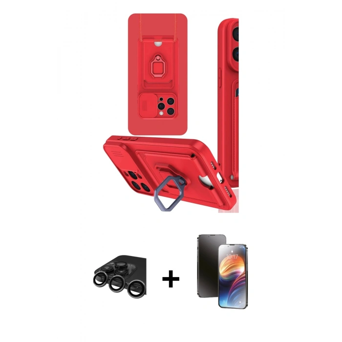 MARSİLYAN™- iPhone 15 Pro Kılıf Vadi Form Prime - Siyah 3D Antistatik Mat Seramik Nano Ekran Koruyucu + Raze Metal Kamera Lens - TMGI