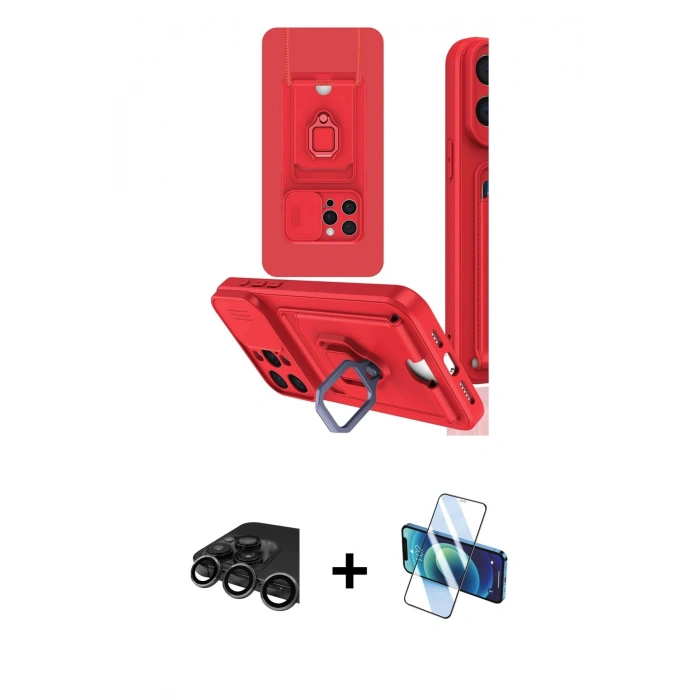 MARSİLYAN™- iPhone 15 Pro Kılıf Vadi Form Prime - Siyah 3D Antistatik Seramik Nano Ekran Koruyucu + Raze Metal Kamera Lens - TMGI