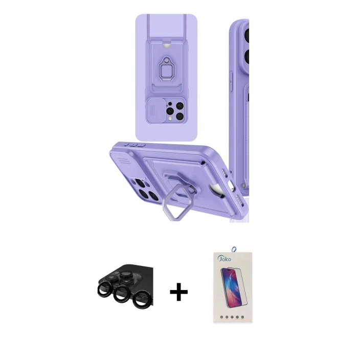 MARSİLYAN™- iPhone 15 Pro Kılıf Vadi Form Prime - Siyah Joko 5D Cam + Raze Metal Kamera Lens - SH