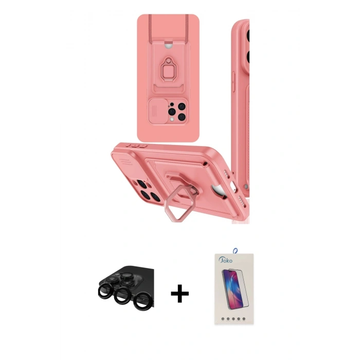 MARSİLYAN™- iPhone 15 Pro Kılıf Vadi Form Prime - Siyah Joko 5D Cam + Raze Metal Kamera Lens - SH