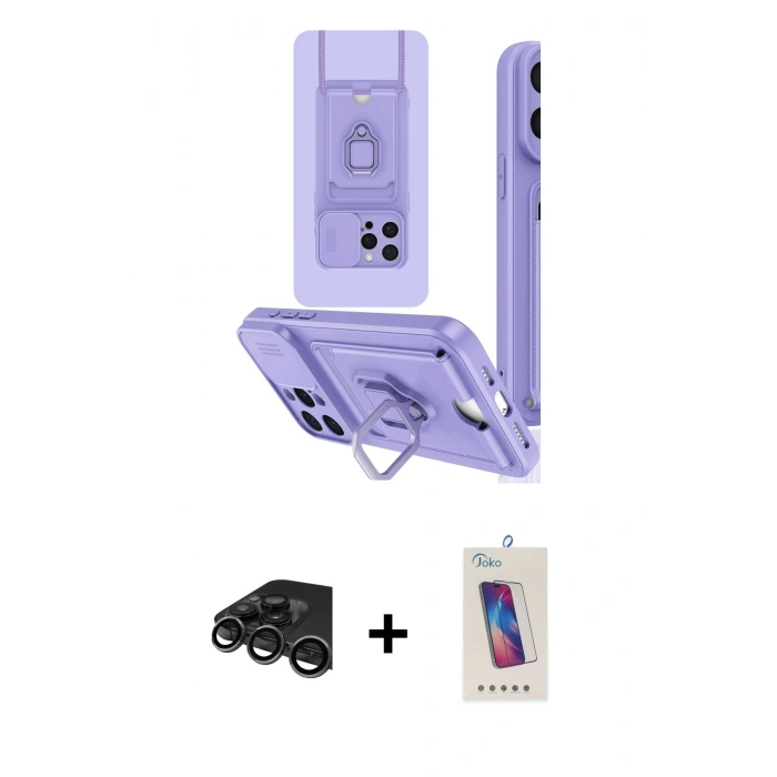 MARSİLYAN™- iPhone 15 Pro Kılıf Vadi Form Prime - Siyah Joko 5D Cam + Raze Metal Kamera Lens - TMGI