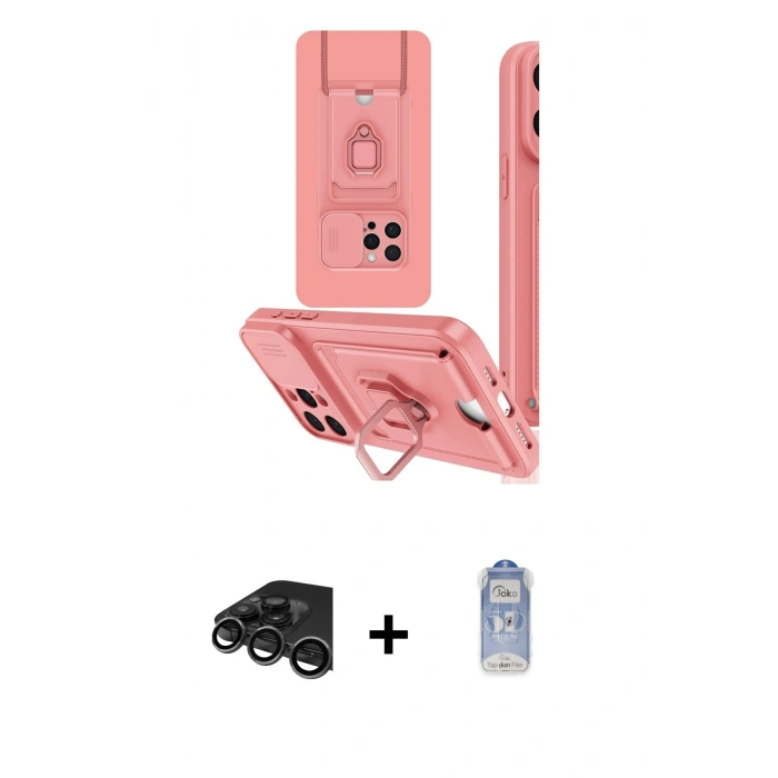 MARSİLYAN™- iPhone 15 Pro Kılıf Vadi Form Prime - Siyah Joko Magic 5D Cam + Raze Metal Kamera Lens - TMGI