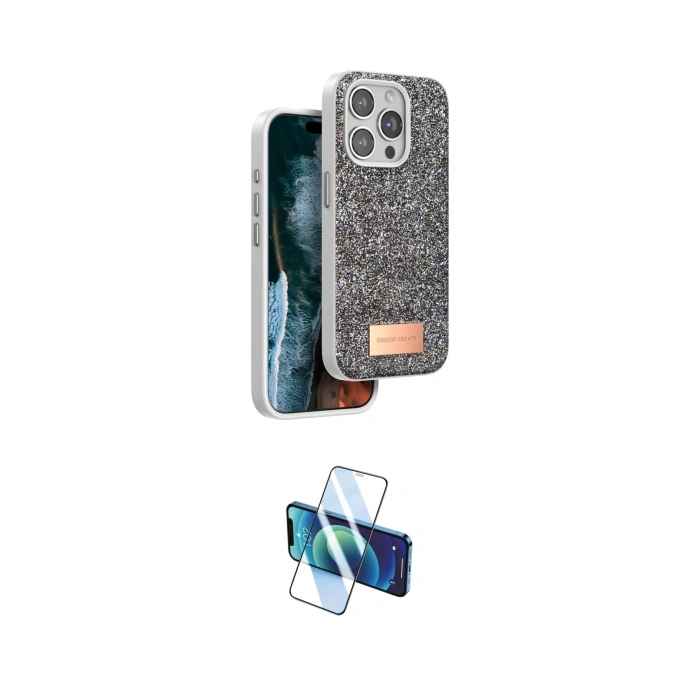 MARSİLYAN™- iPhone 15 Pro Kılıf Vadi Klasik Serisi - Siyah 3D Antistatik Seramik Nano Ekran Koruyucu