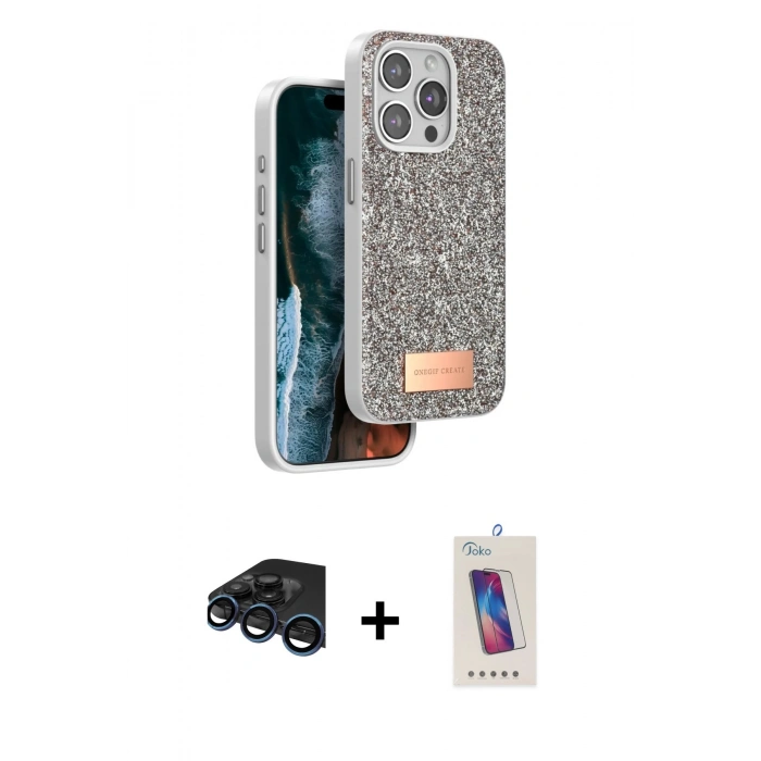 MARSİLYAN™- iPhone 15 Pro Kılıf Vadi Klasik Serisi - Siyah Joko 5D Cam + Raze Metal Kamera Lens - LT