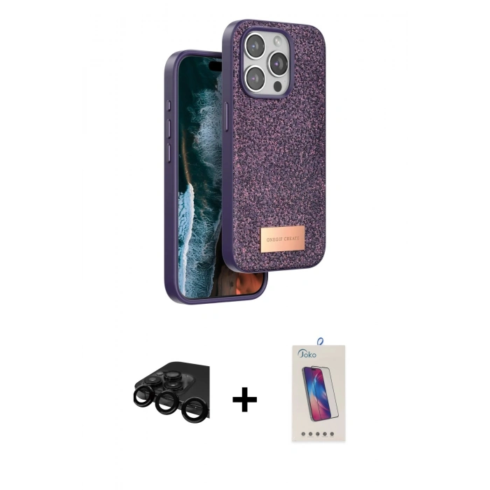 MARSİLYAN™- iPhone 15 Pro Kılıf Vadi Klasik Serisi - Siyah Joko 5D Cam + Raze Metal Kamera Lens - SH