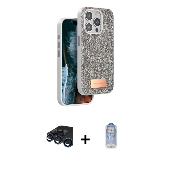 MARSİLYAN™- iPhone 15 Pro Kılıf Vadi Klasik Serisi - Siyah Joko Magic 5D Cam + Raze Metal Kamera Lens - LT