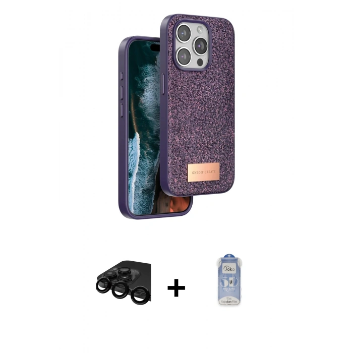 MARSİLYAN™- iPhone 15 Pro Kılıf Vadi Klasik Serisi - Siyah Joko Magic 5D Cam + Raze Metal Kamera Lens - SH