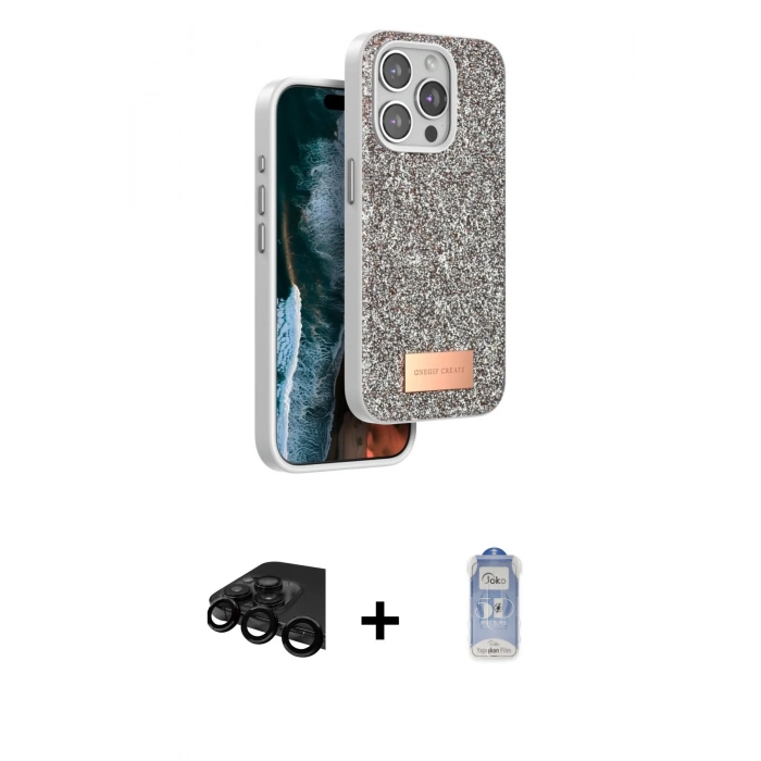 MARSİLYAN™- iPhone 15 Pro Kılıf Vadi Klasik Serisi - Siyah Joko Magic 5D Cam + Raze Metal Kamera Lens - SH