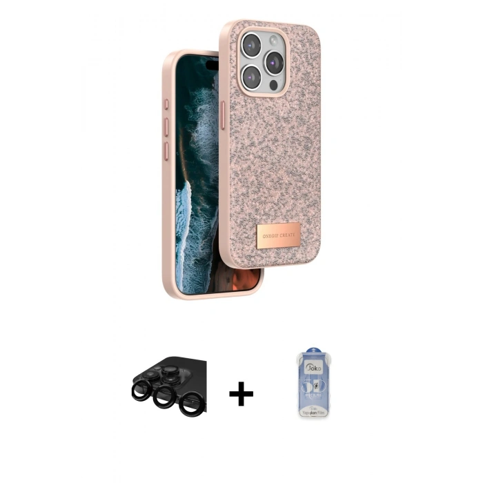 MARSİLYAN™- iPhone 15 Pro Kılıf Vadi Klasik Serisi - Siyah Joko Magic 5D Cam + Raze Metal Kamera Lens - SH