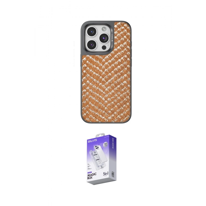 MARSİLYAN™- iPhone 15 Pro Kılıf Vadi Özel Seri - Siyah Bilvis 5in1 3D Magic Cam Ekran Koruyucu