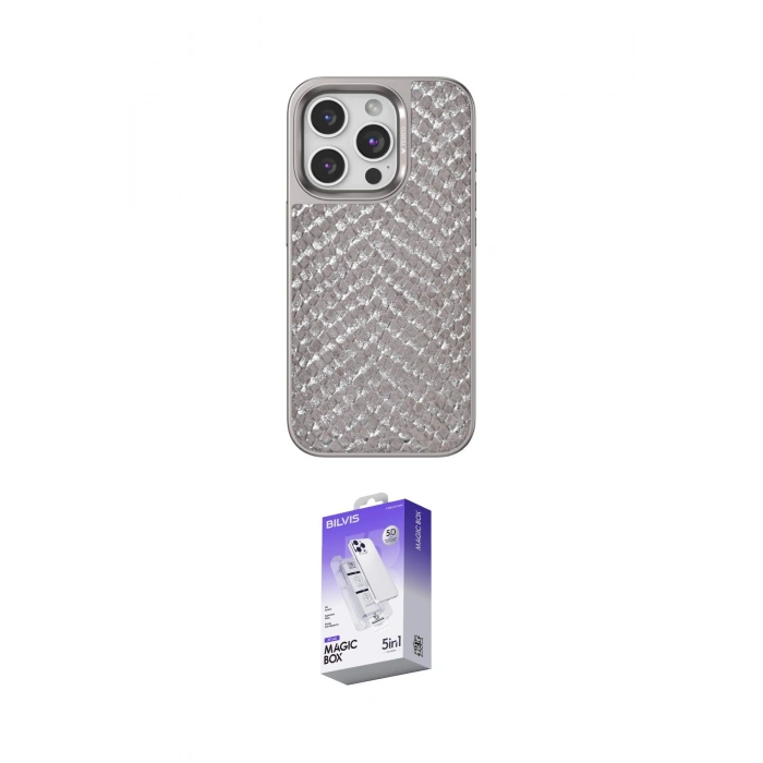 MARSİLYAN™- iPhone 15 Pro Kılıf Vadi Özel Seri - Siyah Bilvis 5in1 3D Magic Cam Ekran Koruyucu