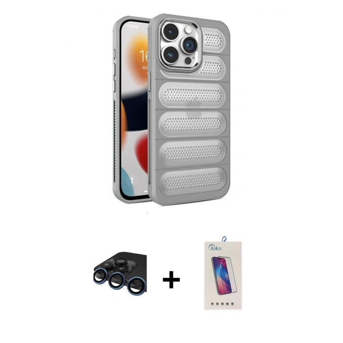 MARSİLYAN™- iPhone 15 Pro Kılıf Yadigar Doku Özel Seri - Siyah Joko 5D Cam + Raze Metal Kamera Lens - LT