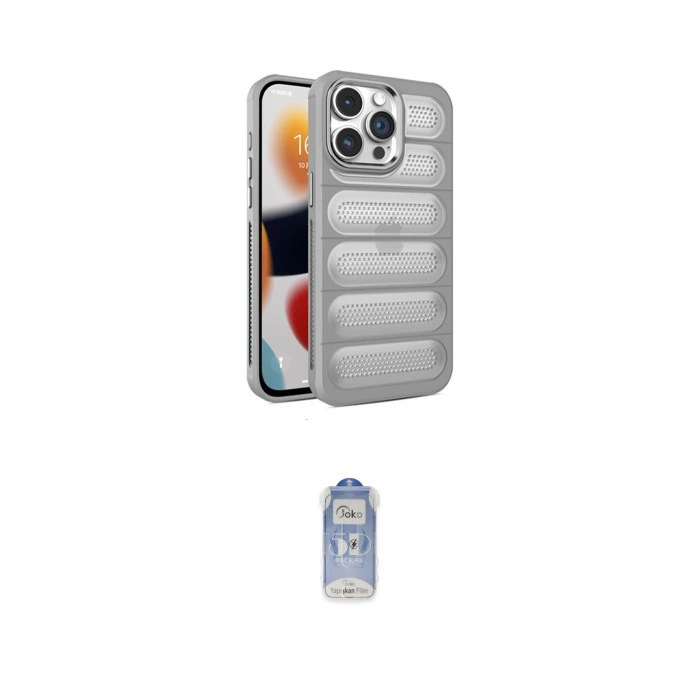 MARSİLYAN™- iPhone 15 Pro Kılıf Yadigar Doku Özel Seri - Siyah Joko Magic 5D Cam