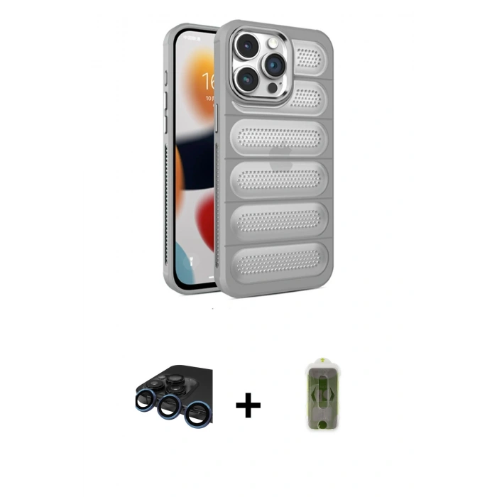 MARSİLYAN™- iPhone 15 Pro Kılıf Yadigar Doku Özel Seri - Siyah Joko Magic 5D Hayalet Cam + Raze Metal Kamera Lens - LT