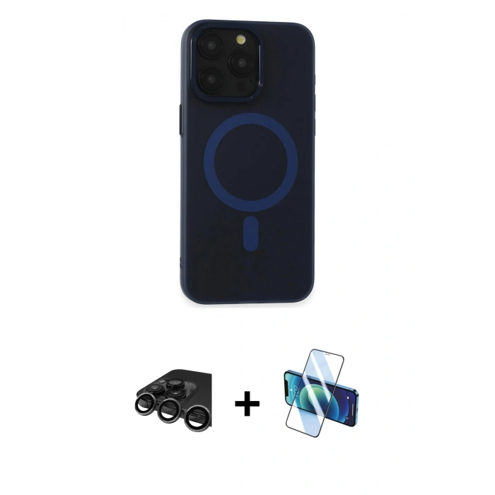 MARSİLYAN™- iPhone 15 Pro Kılıf Yadigar Işık - Siyah 3D Antistatik Seramik Nano Ekran Koruyucu + Raze Metal Kamera Lens - TMGI