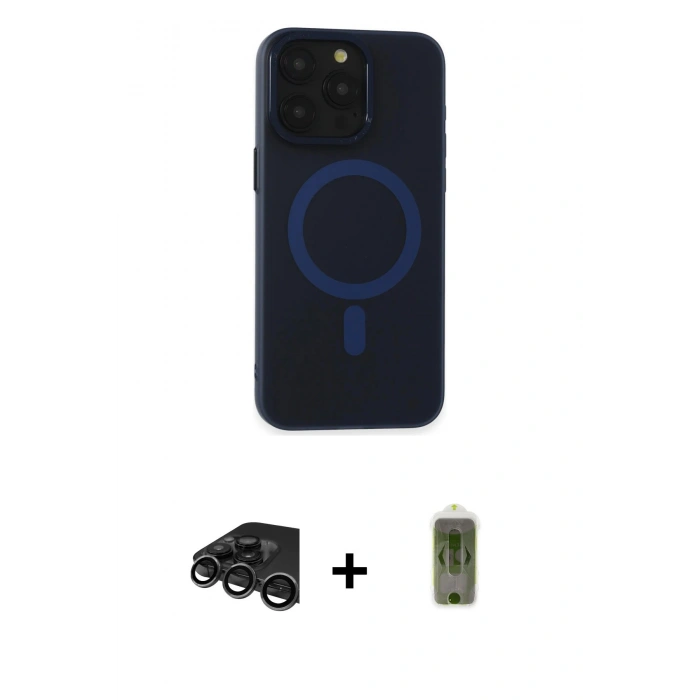 MARSİLYAN™- iPhone 15 Pro Kılıf Yadigar Işık - Siyah Joko Magic 5D Hayalet Cam + Raze Metal Kamera Lens - TMGI