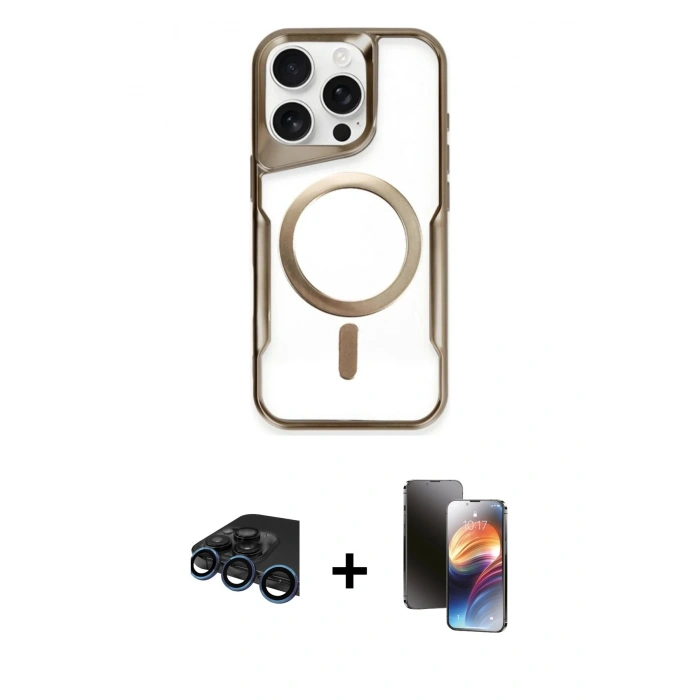 MARSİLYAN™- iPhone 15 Pro Kılıf Yadigar Klasik Özel Seri - Siyah 3D Antistatik Mat Seramik Nano Ekran Koruyucu + Raze Metal Kamera Lens - LT