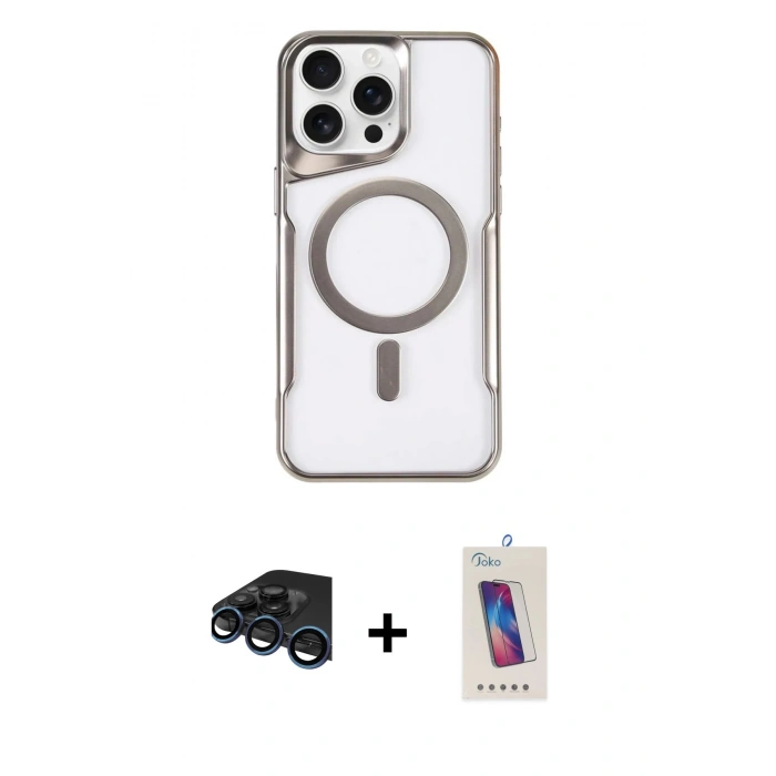 MARSİLYAN™- iPhone 15 Pro Kılıf Yadigar Klasik Özel Seri - Siyah Joko 5D Cam + Raze Metal Kamera Lens - LT