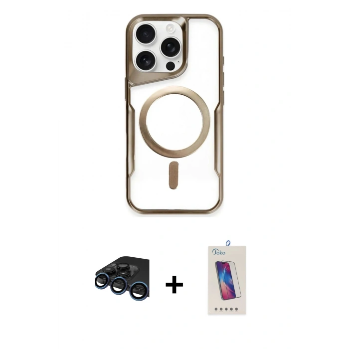 MARSİLYAN™- iPhone 15 Pro Kılıf Yadigar Klasik Özel Seri - Siyah Joko 5D Cam + Raze Metal Kamera Lens - LT