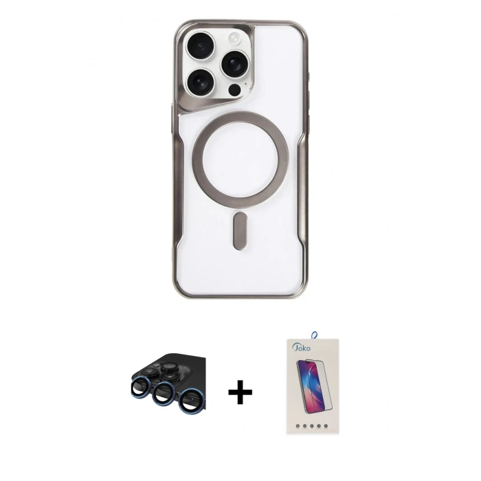MARSİLYAN™- iPhone 15 Pro Kılıf Yadigar Klasik Özel Seri - Siyah Joko 5D Cam + Raze Metal Kamera Lens - LT