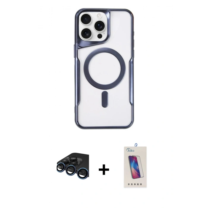 MARSİLYAN™- iPhone 15 Pro Kılıf Yadigar Klasik Özel Seri - Siyah Joko 5D Cam + Raze Metal Kamera Lens - LT