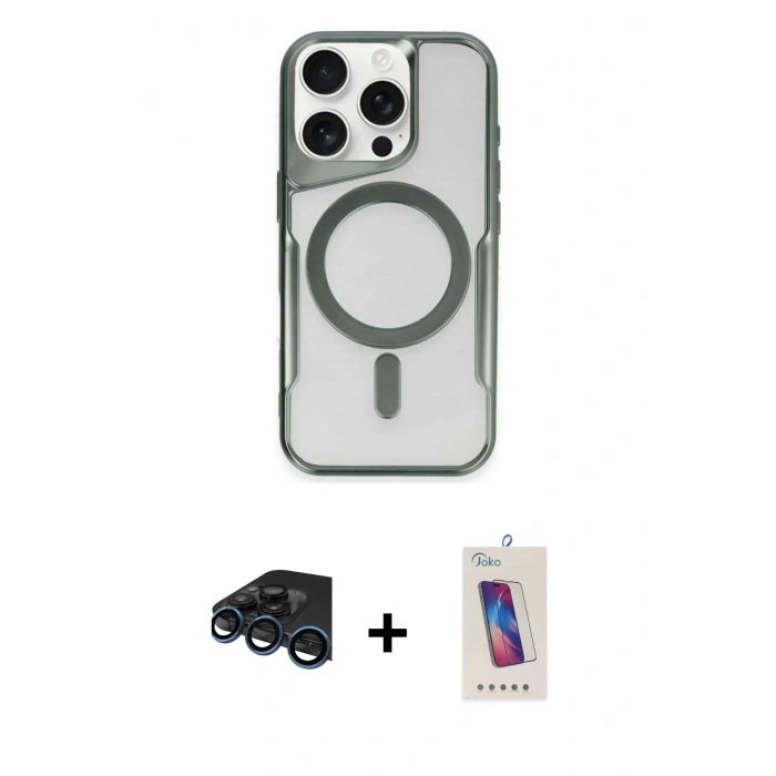 MARSİLYAN™- iPhone 15 Pro Kılıf Yadigar Klasik Özel Seri - Siyah Joko 5D Cam + Raze Metal Kamera Lens - LT