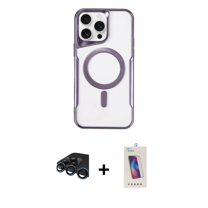 MARSİLYAN™- iPhone 15 Pro Kılıf Yadigar Klasik Özel Seri - Siyah Joko 5D Cam + Raze Metal Kamera Lens - LT