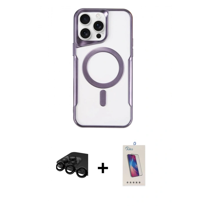 MARSİLYAN™- iPhone 15 Pro Kılıf Yadigar Klasik Özel Seri - Siyah Joko 5D Cam + Raze Metal Kamera Lens - SH