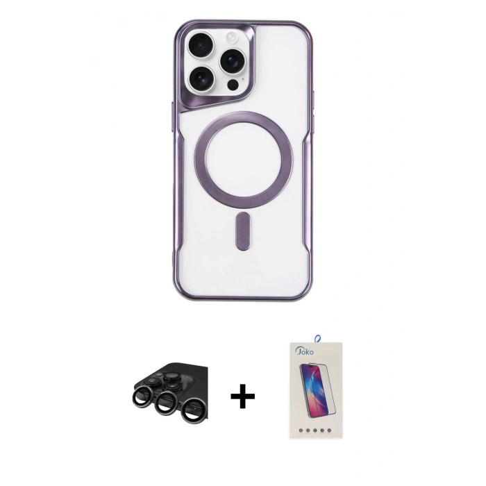 MARSİLYAN™- iPhone 15 Pro Kılıf Yadigar Klasik Özel Seri - Siyah Joko 5D Cam + Raze Metal Kamera Lens - TMGI